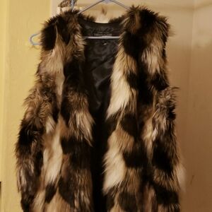 Donna Salyers "Fabulous Furs" Multi color Fur Vest Sz 2x